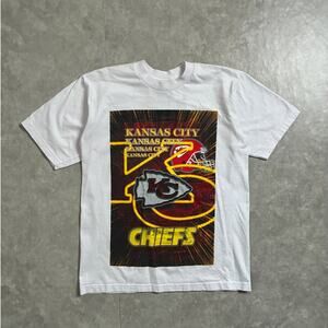 2000s Vintage Kansas City Chiefs Big Print White T-Shirt -M